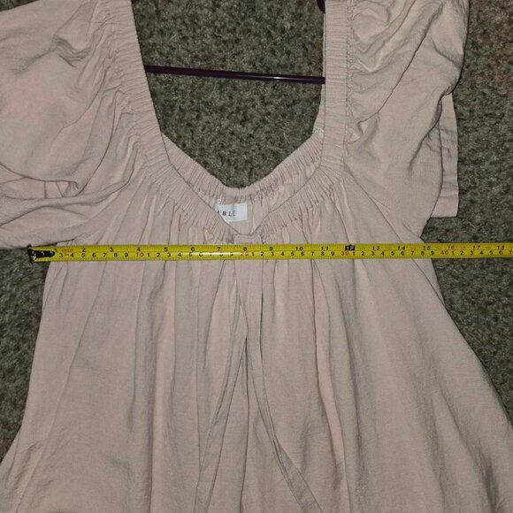 Mable‎ Anthropologie Romper Pink Cottage Core Pockets Size M Boho Easter - Picture 7 of 7